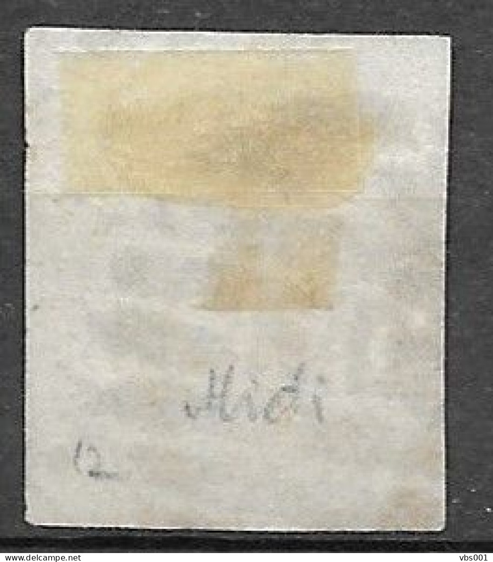 OBP12 Met 4 Randen (onder Nipt) En Met Balkstempel Bruxelles MIDI (zie Scans) - 1858-1862 Médaillons (9/12)