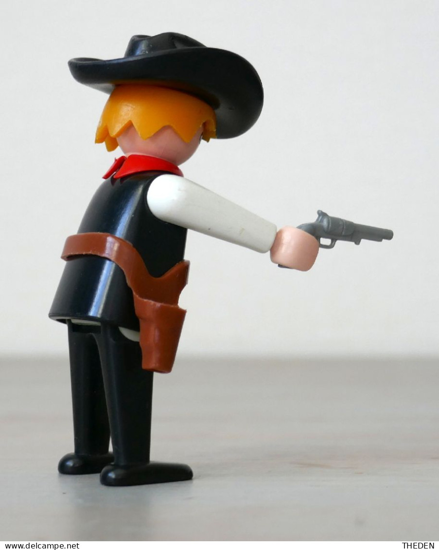 Playmobil Vintage Cowboy Shérif Noir Et Blanc Geobra 1974 - Playmobil