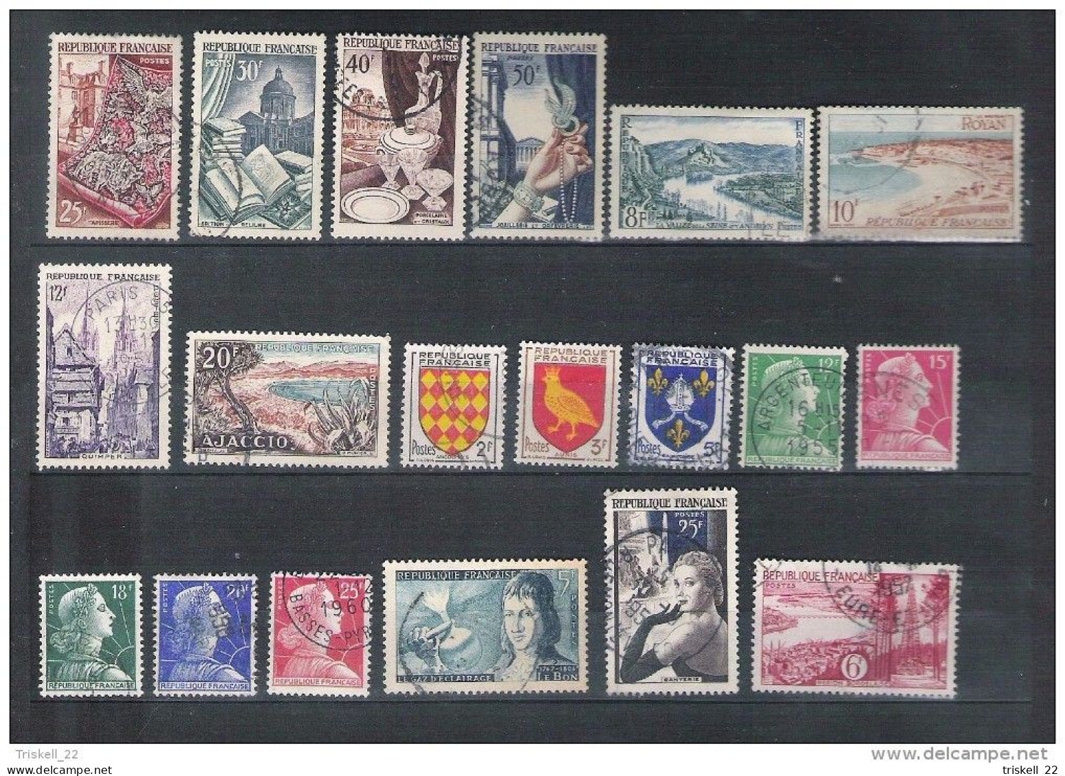 Lot Timbres Oblitérés - 1946-62 : Qté 144 Entre N° 759 & N° 1360 (voir Détail Dans Descriptif) Cote Env. 52€ - Used Stamps