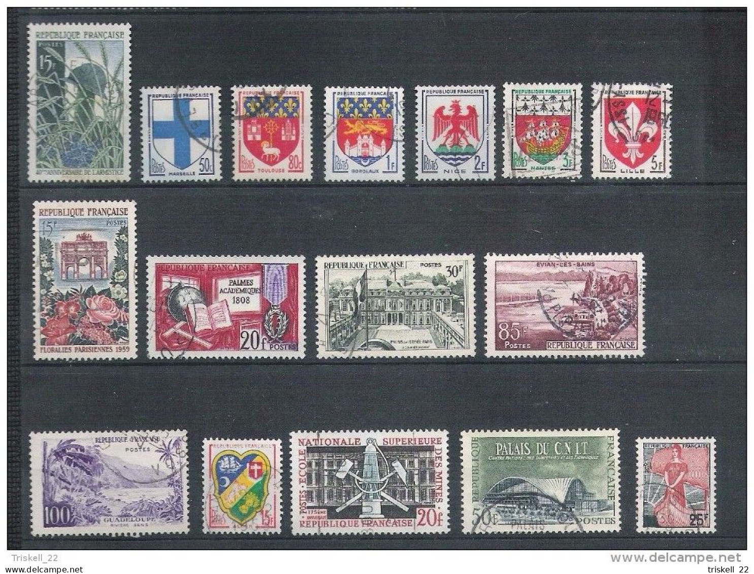 Lot timbres oblitérés - 1946-62 : qté 144 entre n° 759 & n° 1360 (voir détail dans descriptif) cote env. 52€