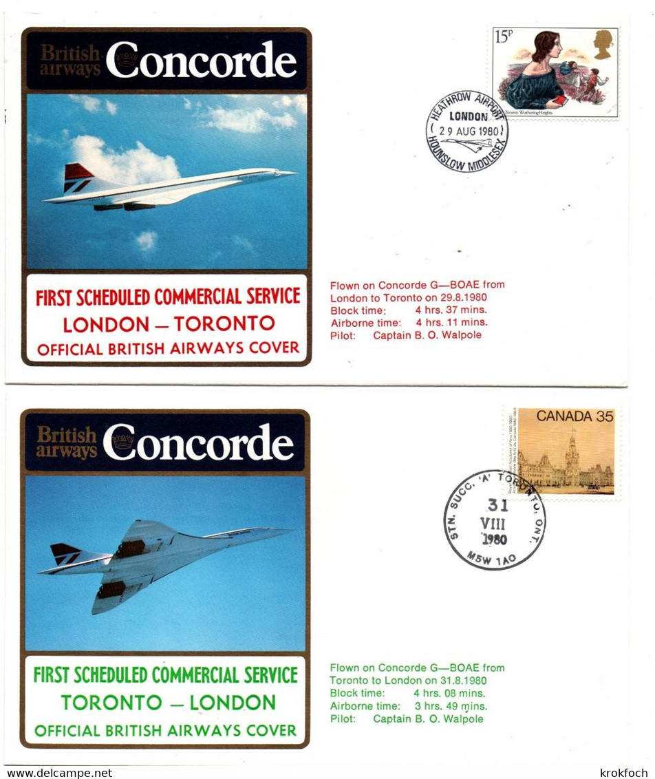 Concorde BA - Toronto London AR 1980 - First Flight 1er Vol Erstflug - Canada - Erst- U. Sonderflugbriefe