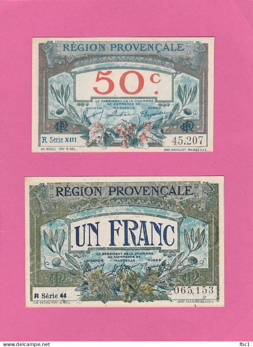 Chambre De Commerce D'Avignon , Marseille Et Nimes - Région Provencale - 50 Centimes Et 1 Franc - Handelskammer