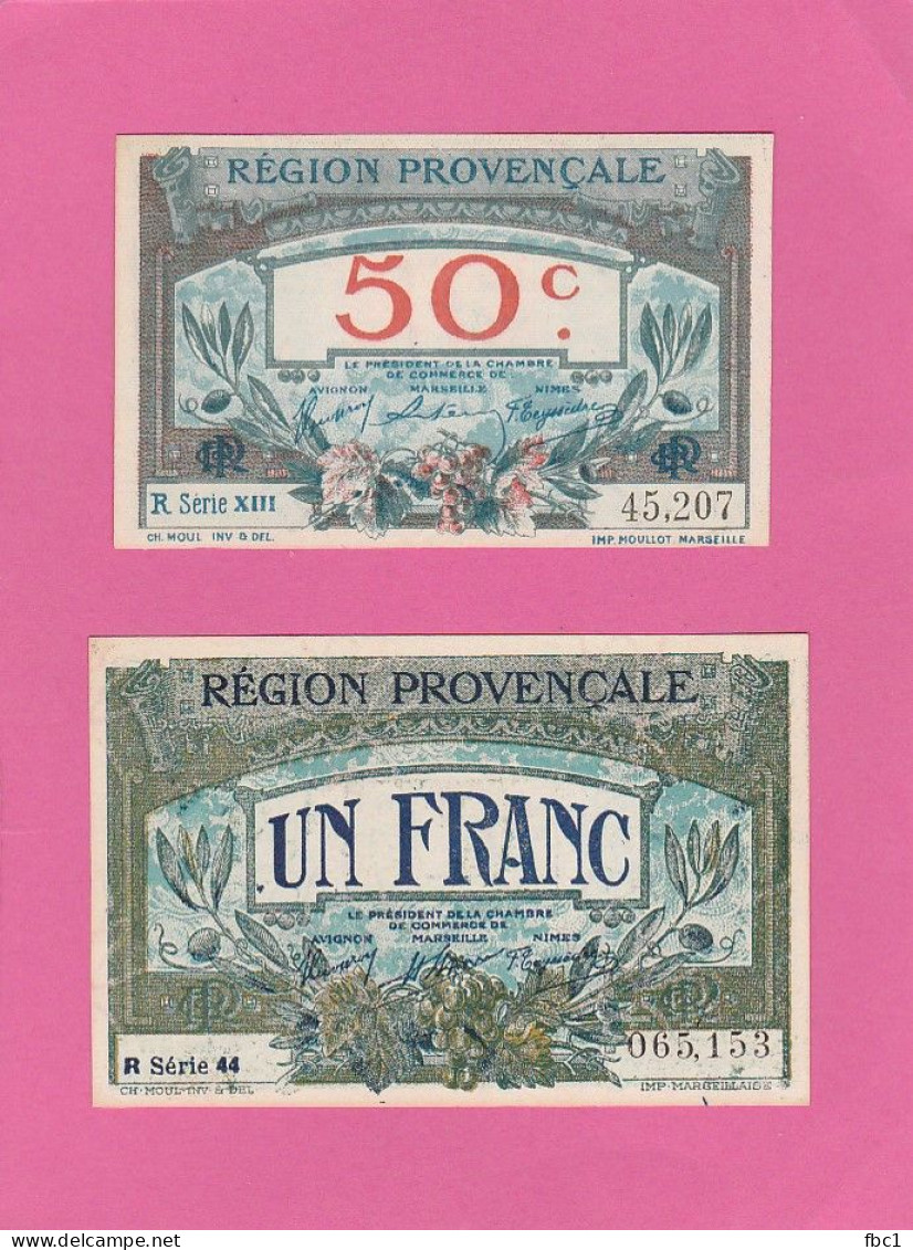 Chambre De Commerce D'Avignon , Marseille Et Nimes - Région Provencale - 50 Centimes Et 1 Franc - Camera Di Commercio