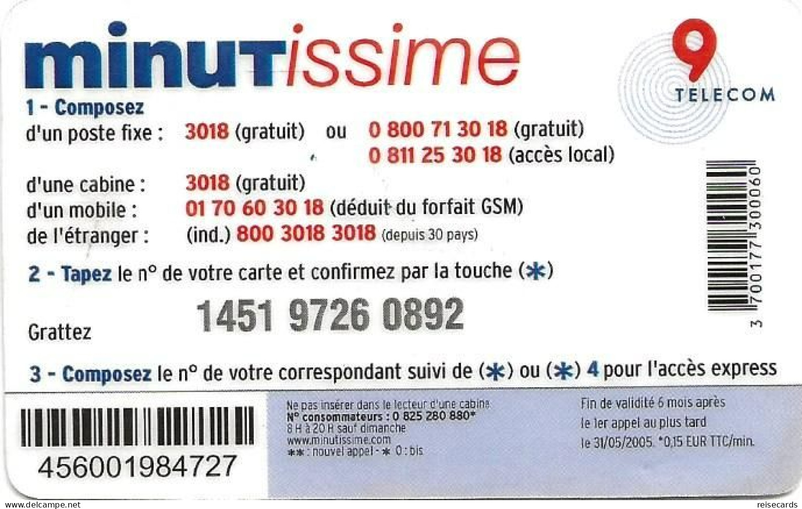 France: Prepaid 9 Telecom - Minutissme, Maghreb Moyen-orient - Other & Unclassified