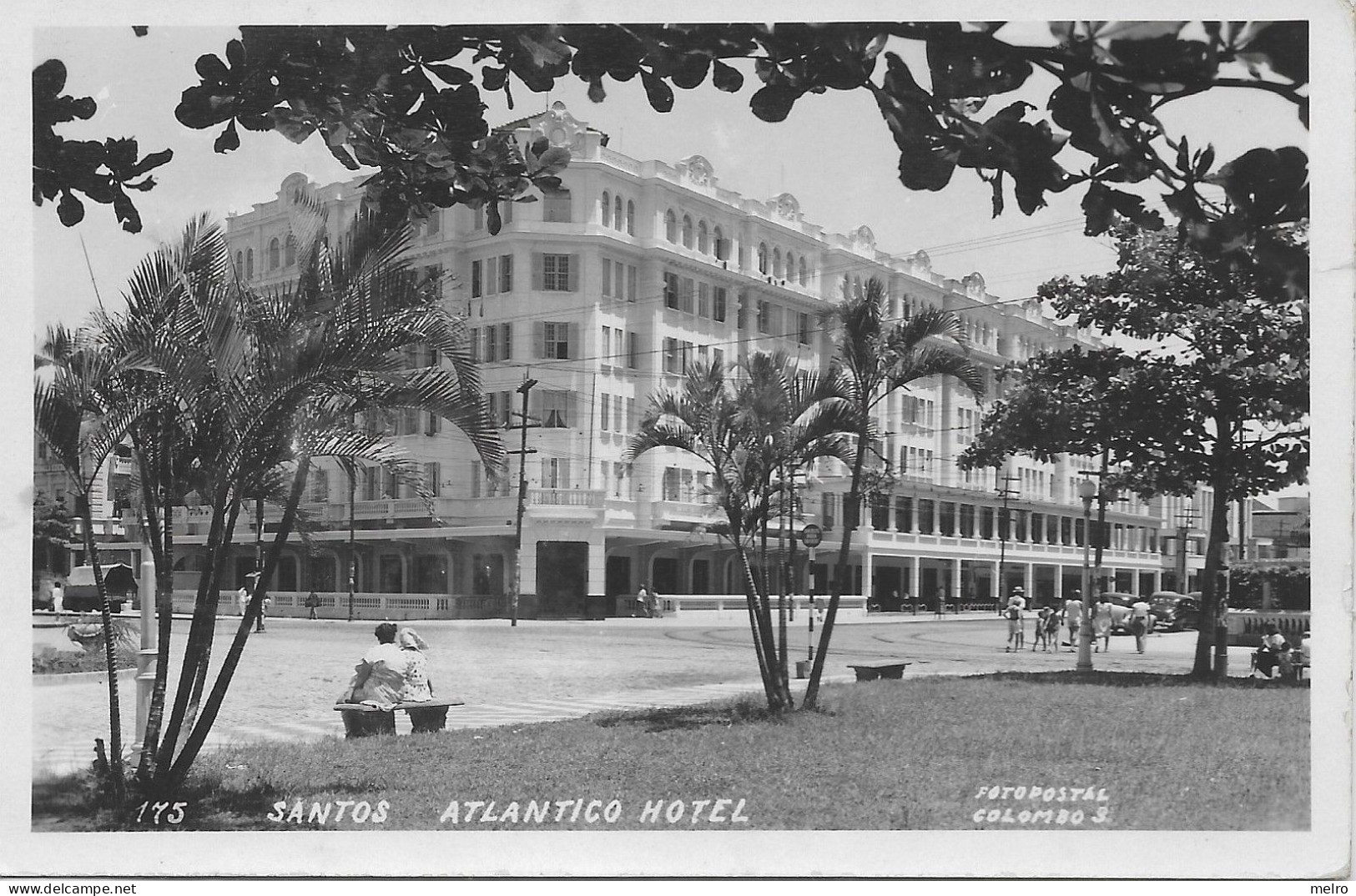 Brasil - SANTOS -  ATLÂNTICO HOTEL  (Escrito Em 15/3/1955 C/ Timbre) - Edição Foto Postal Colombo - Altri