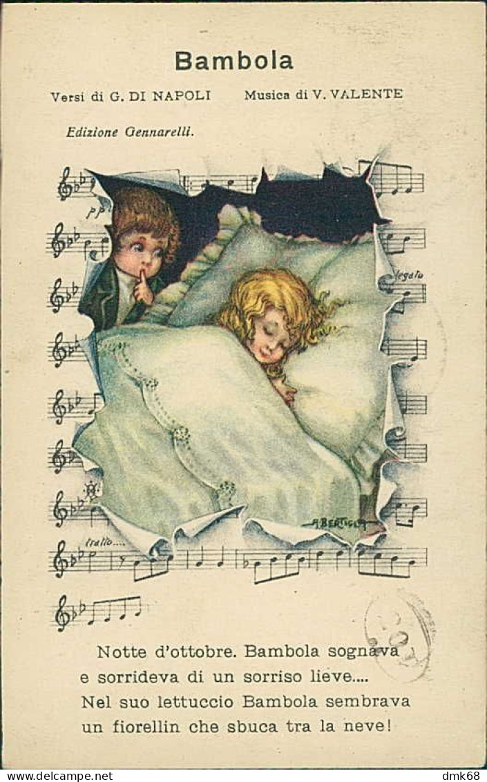 BERTIGLIA SIGNED 1920s POSTCARD - KIDS & MUSIC - BAMBOLA - SERIE 2242 (5460) - Bertiglia, A.