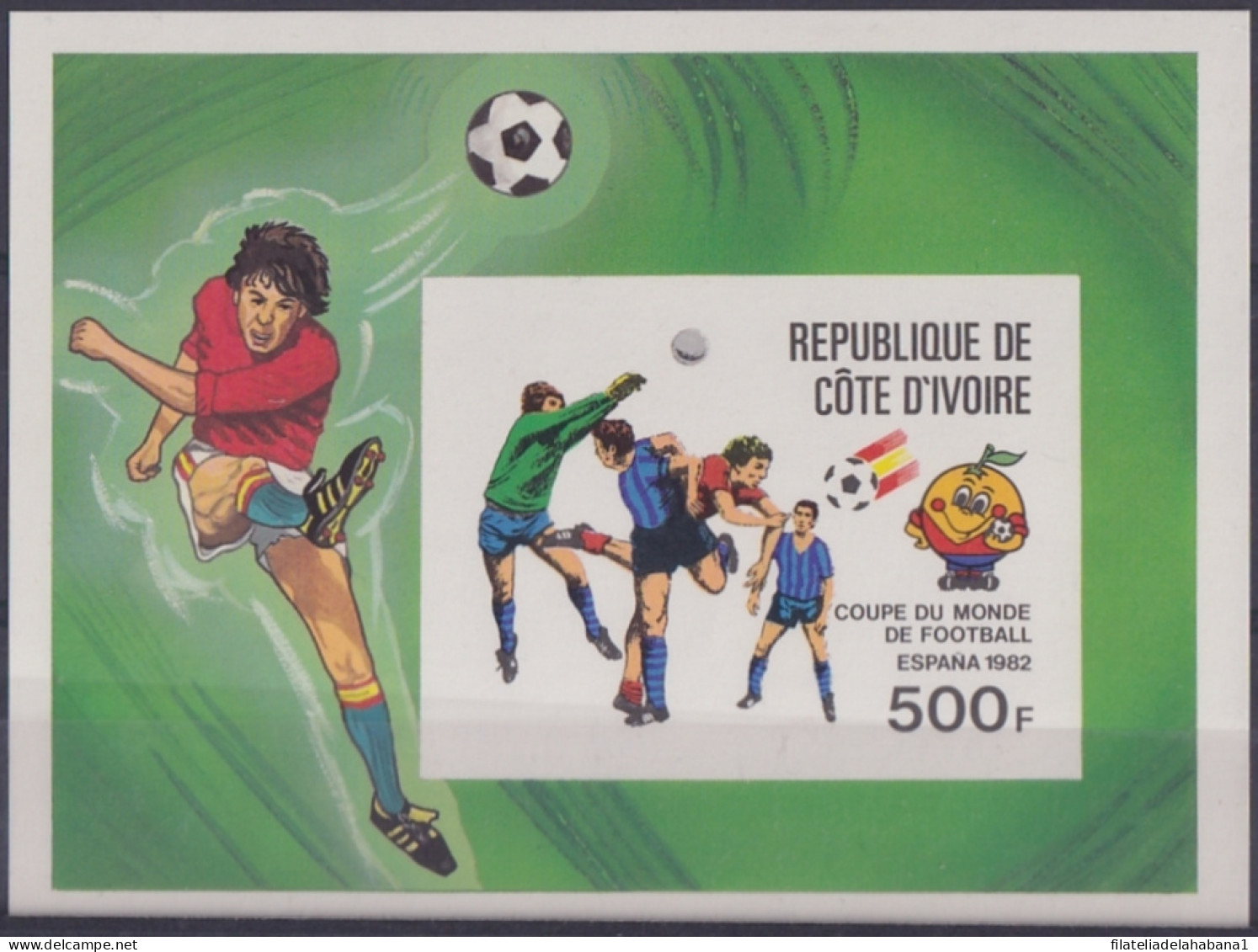 F-EX49522 YVORY COAST MNH 1982 CHAMPIONSHIP SOCCER FOOTBALL IMPERF CARDBOARD.  - 1982 – Espagne