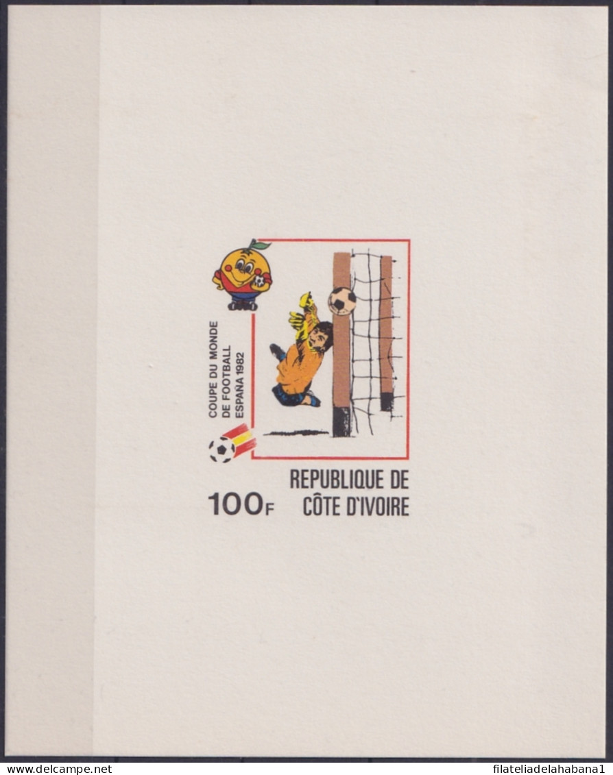 F-EX49521 IVORY COAST MNH 1982 CHAMPIONSHIP SOCCER FOOTBALL IMPERF SHEET PROOF.  - 1982 – Espagne