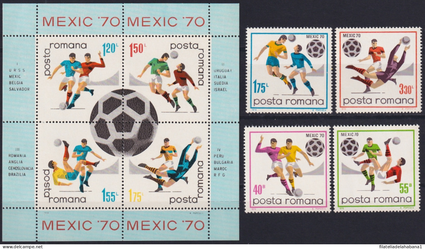 F-EX49404 RUMANIA MNH 1970 WORLD SOCCER FOOTBALL CUP MEXICO.  - 1970 – Mexico