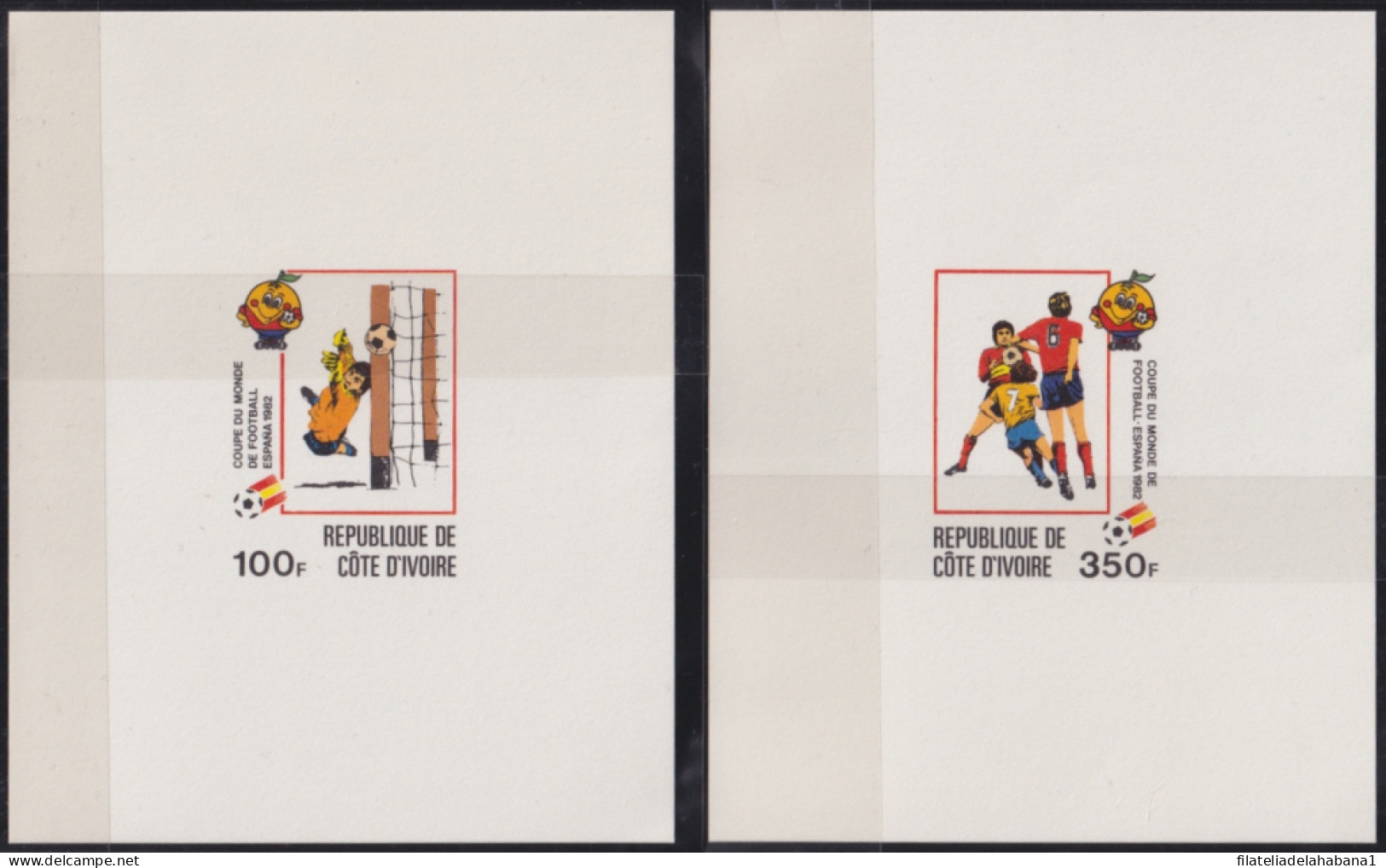 F-EX49397 IVORY COAST MNH 1981 CHAMPIONSHIP SOCCER FOOTBALL IMPERFORATED SHEET PROOF.  - 1982 – Espagne