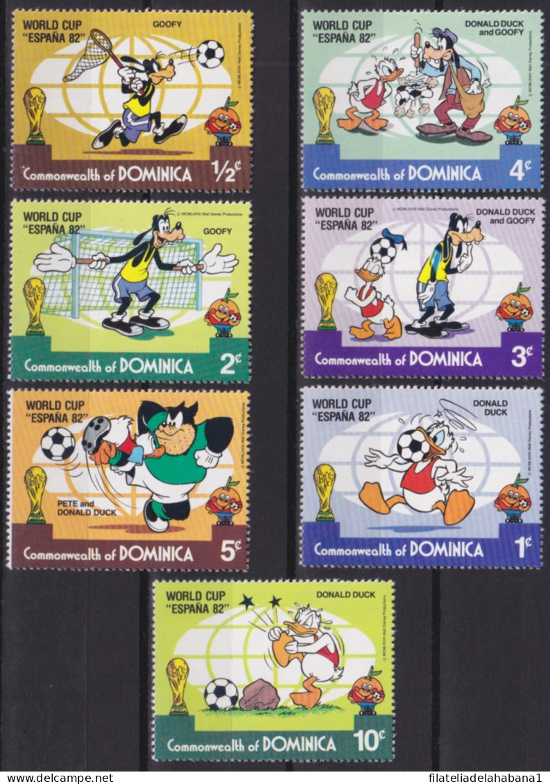 F-EX49512 DOMINICA MNH 1982 WORLD SOCCER FOOTBALL CUP DISNEY DONALD MICKEY MOUSE.  - 1982 – Espagne