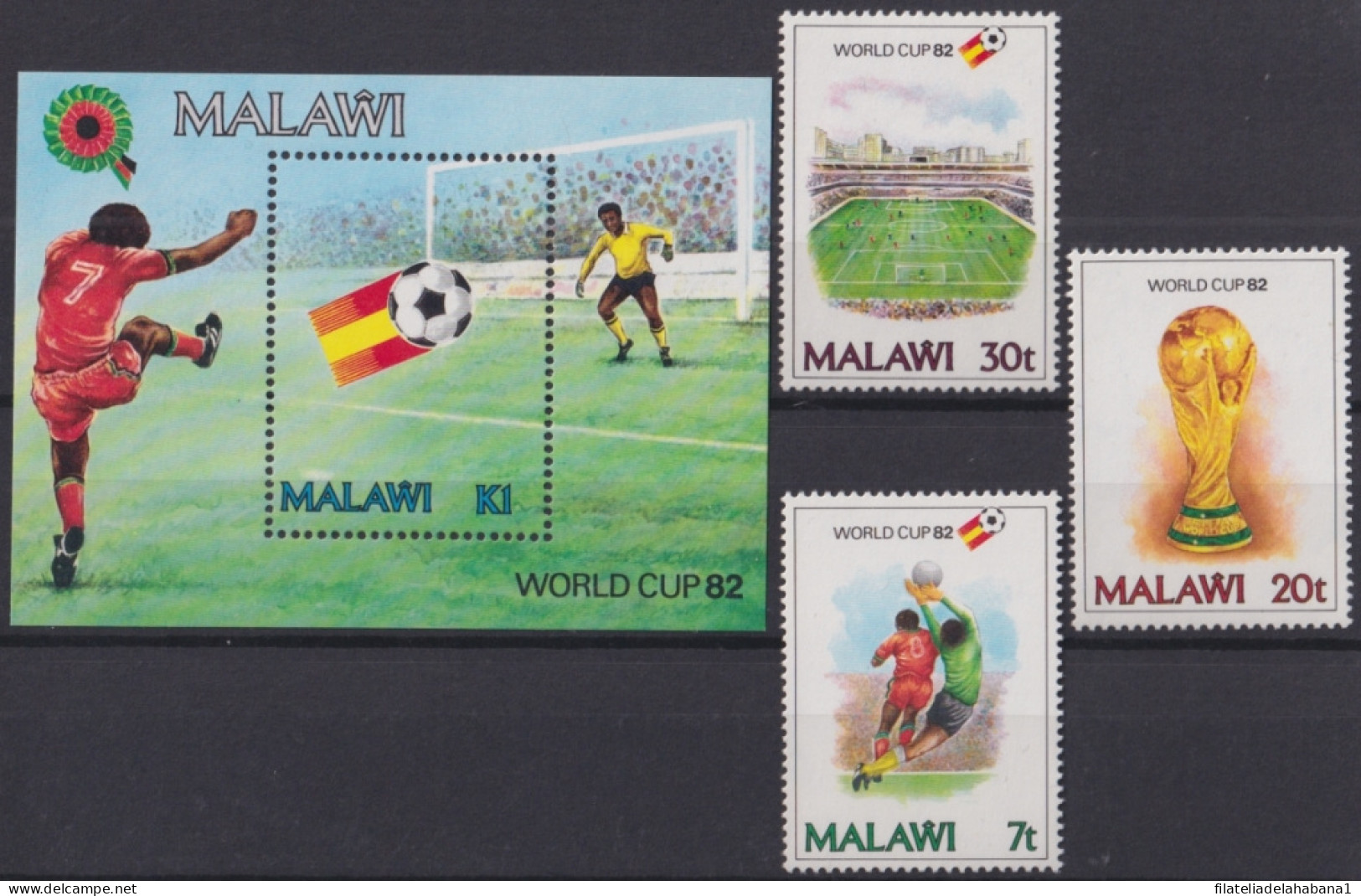 F-EX49507 MALAWI MNH 1981 CHAMPIONSHIP SOCCER FOOTBALL IMPERFORATED SHEET PROOF.  - 1982 – Espagne