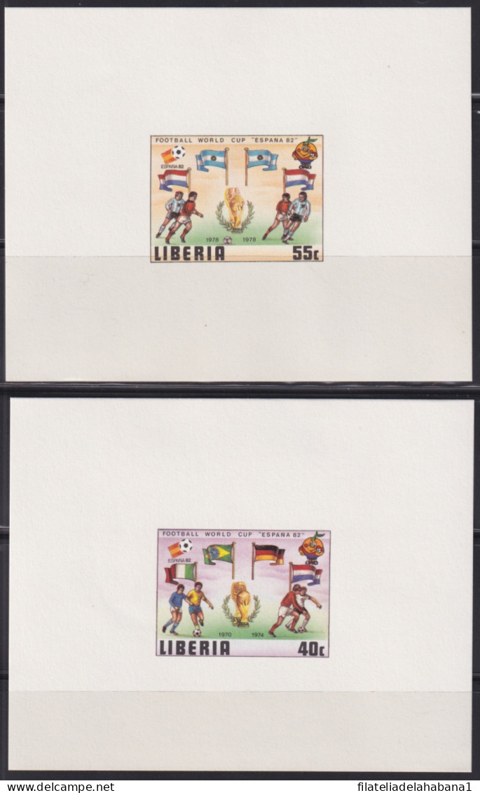 F-EX49395 LIBERIA MNH 1981 CHAMPIONSHIP SOCCER FOOTBALL IMPERFORATED SHEET PROOF.  - 1982 – Espagne