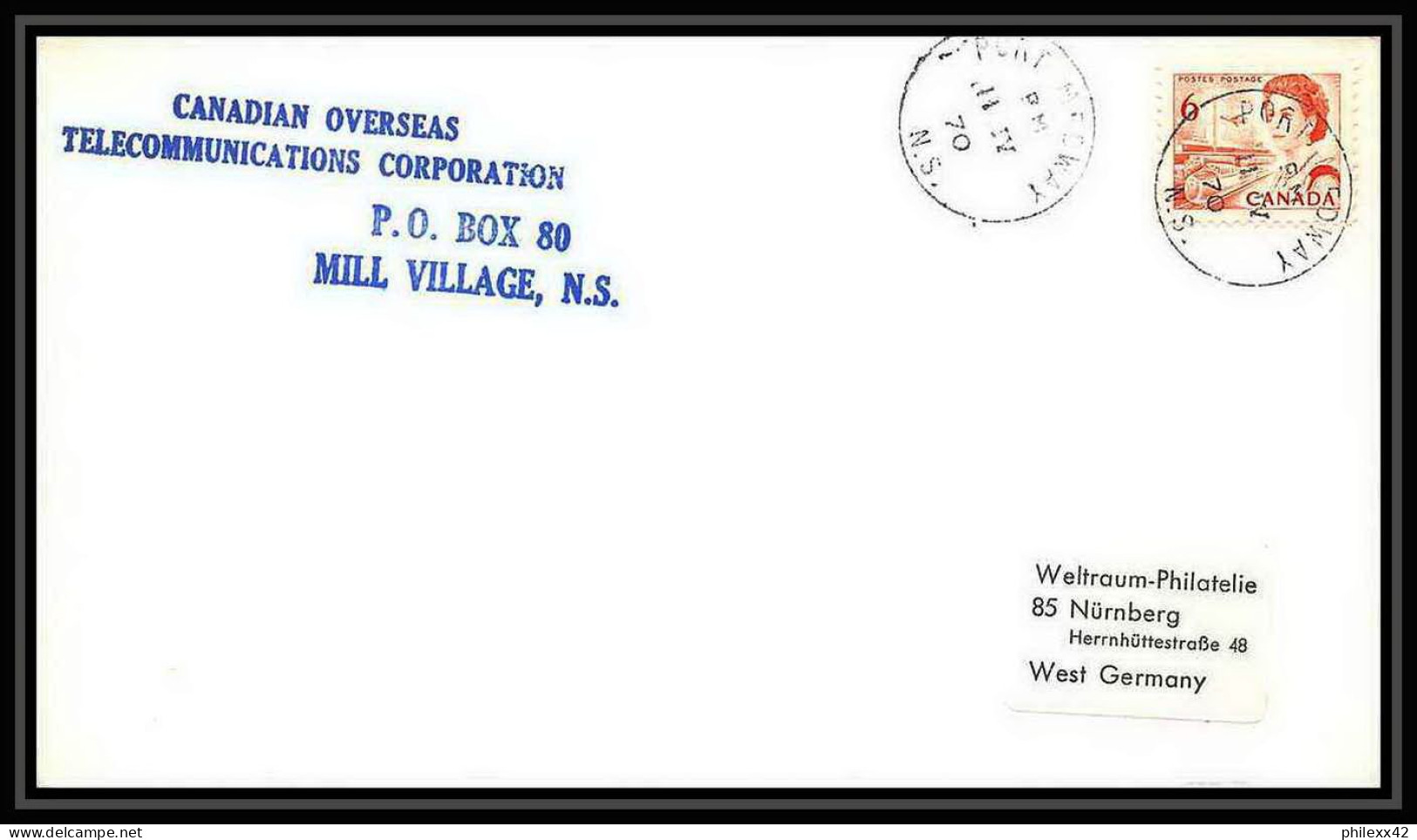 5801/ Espace (space) Lettre (cover) 11/4/1970 Overseas Telecommunications Corporation Mill Canada - America Del Nord