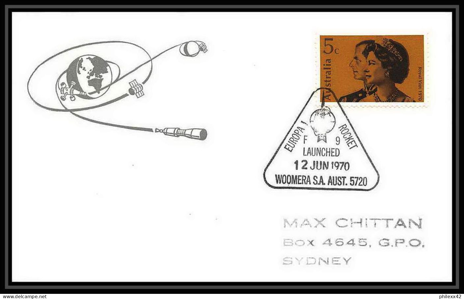 5733/ Espace (space) Lettre (cover) 12/6/1970 Europa 1 Rocket Launched Australie (australia) - Oceania