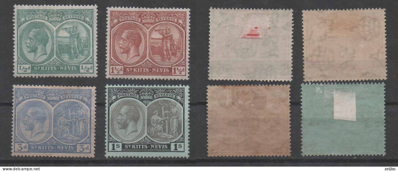 St Kitts Nevis 1921, MH, Michel 37, 41, 45, 48 - St.Kitts And Nevis ( 1983-...)