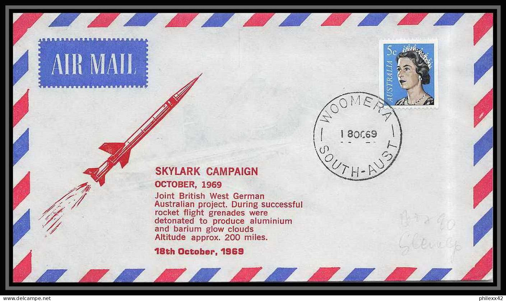 5423/ Espace (space) Lettre (cover) 18/10/1969 Skylark Campaign Woomera Australie (australia) - Oceania