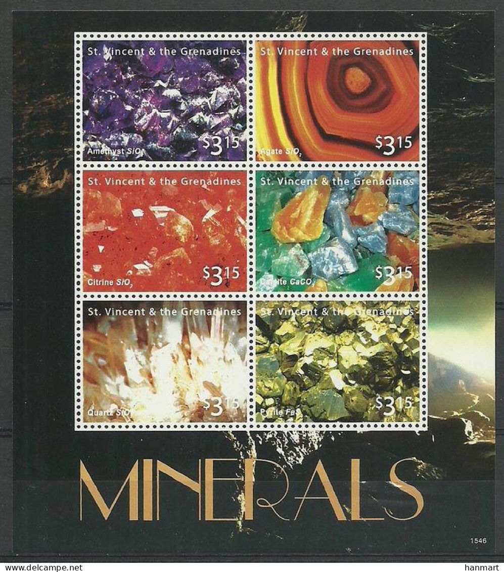 Saint Vincent And The Grenadines 2016 Mi Sheet 7649-7654 MNH  (ZS2 SVGark7649-7654) - Minéraux