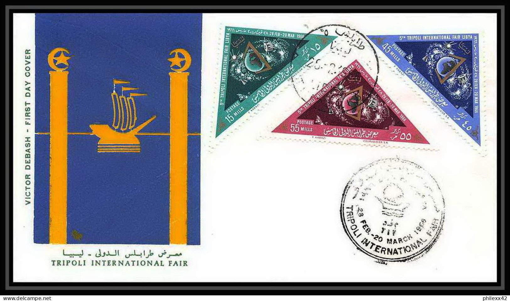 5014/ Espace (space) Lettre (cover) 28/2/1966 Tripoli Fair Triangle Stamps Astronomy Libye (libya) - Afrika