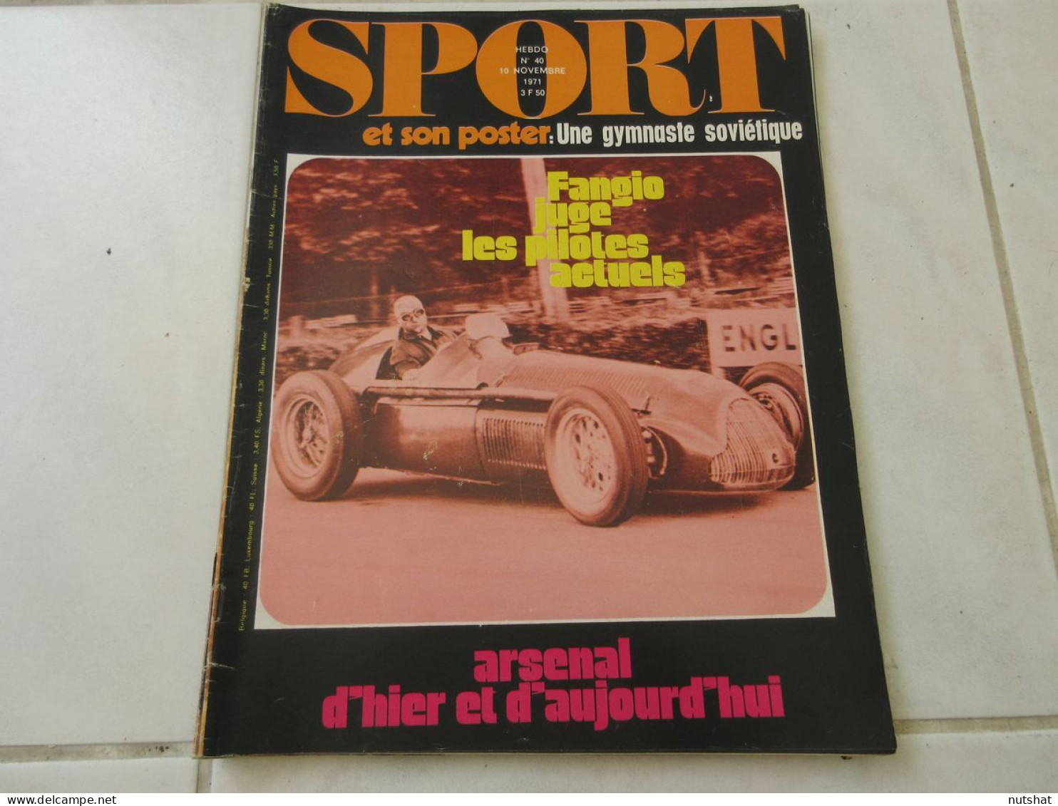 SPORT Et Son POSTER 40 10.11.1971 AUTO FANGIO FOOTBALL ARSENAL RUGBY WALLABIES - Sport