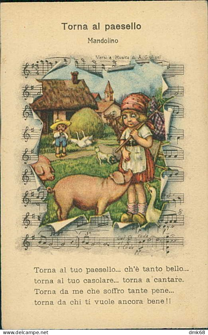 BERTIGLIA SIGNED 1920s POSTCARD - KIDS & MUSIC - TORNA AL PAESELLO - SERIE 2234 (5463) - Bertiglia, A.