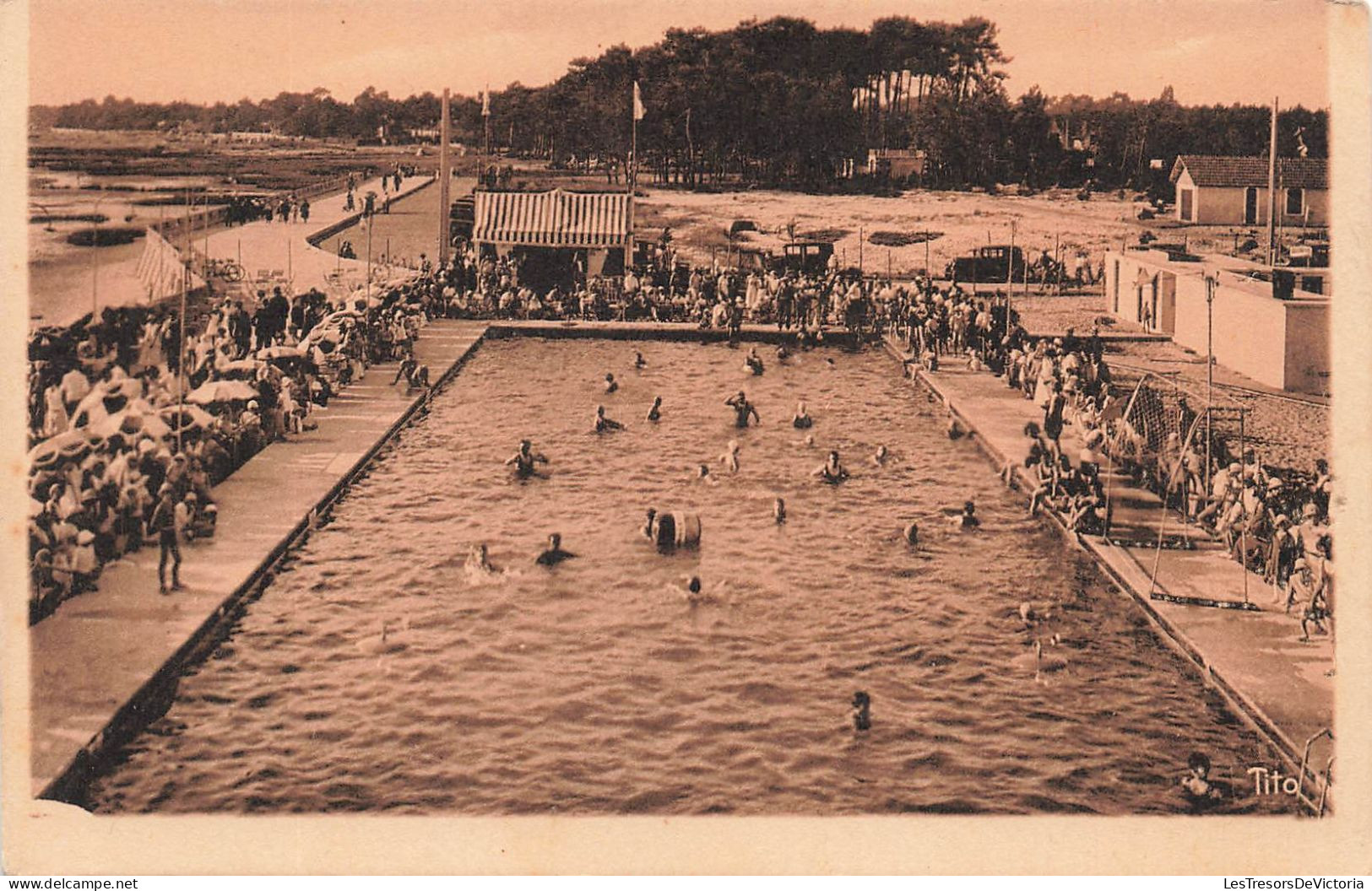 FRANCE - Andernos Les Bains - Baignade à La Piscine - Animé - Bassin D'Arcachon - Vue Générale - Carte Postale Ancienne - Andernos-les-Bains