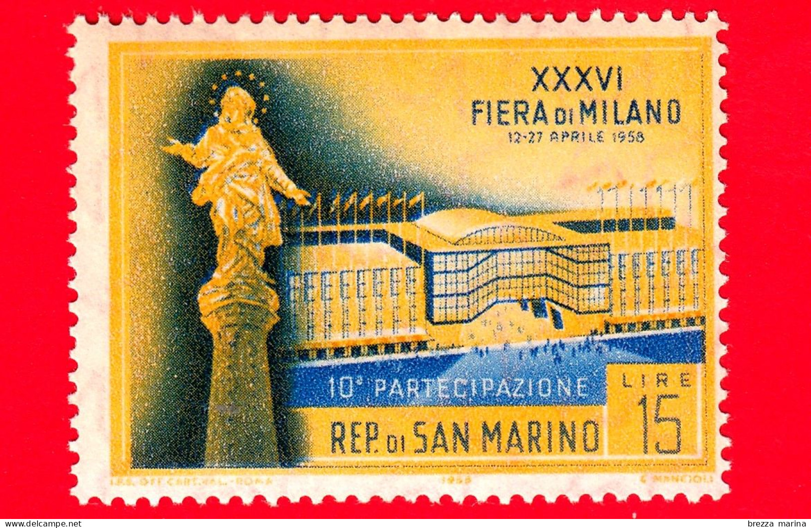 Nuovo - MNH - SAN MARINO - 1958 - Fiera Di Milano - Statua Della Madonna Sul Duomo Di Milano E Fiera - 15 L. - Unused Stamps