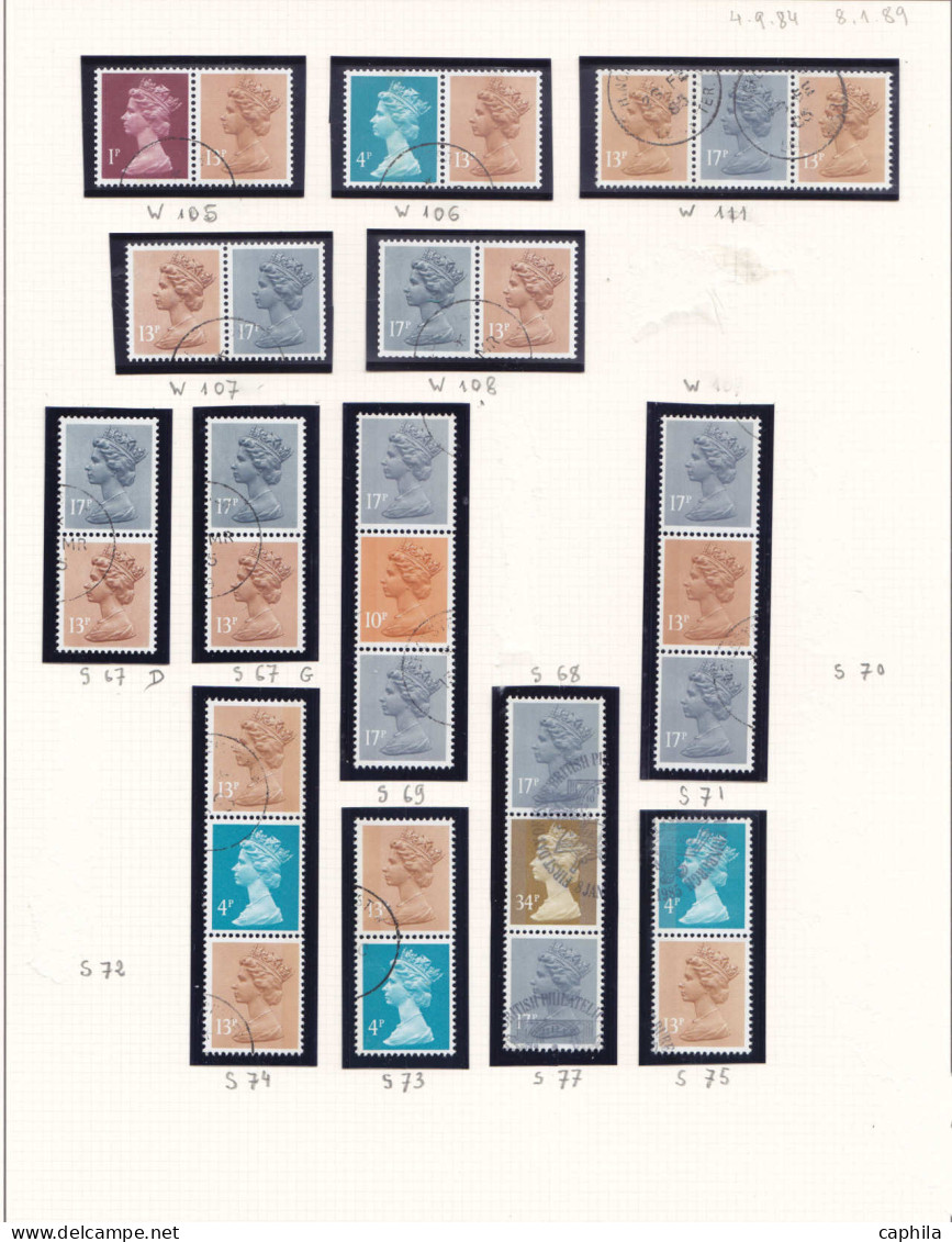 - GRANDE BRETAGNE, 1970/1992, Obl, Type Machin, combinaisons de carnets, en pochette, cote Michel: 1250 €