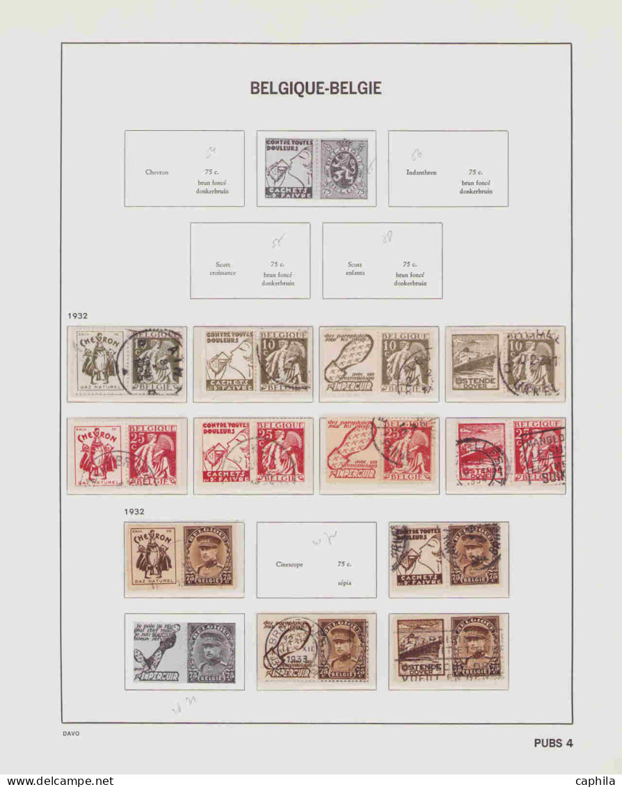 - BELGIQUE TIMBRES PUBS, 1927/1941, Oblitérés, En Pochette - Cote : 520 € - Collezioni
