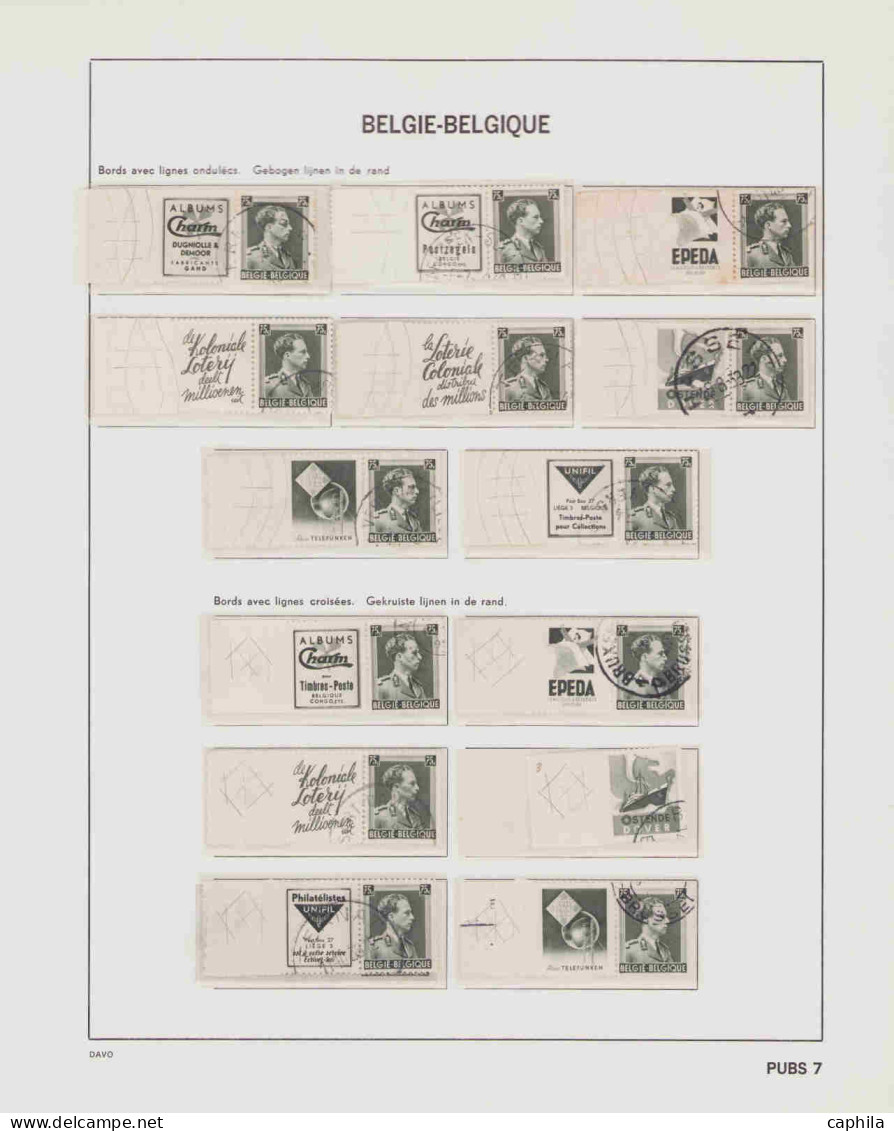 - BELGIQUE TIMBRES PUBS, 1927/1941, oblitérés, en pochette - Cote : 520 €