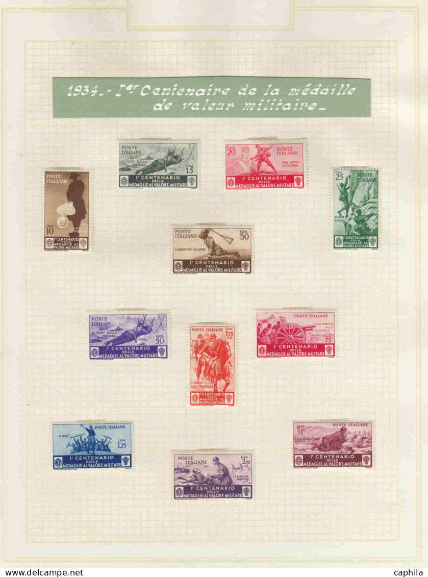 - ITALIE, 1905/1952, X, n° 75/643 + PA 1/134 (sf 25+48/51) + Exp 1/37 + S1/14 + T 20/40 + CP, en album - Cote : 14800 €