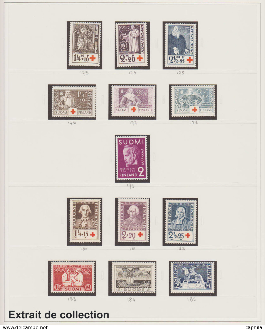 - FINLANDE, 1918/1997, XX, quasi complet entre le n° 66 et 1410 + A4/12 + Bf 1/17, en 2 albums Safe - Cote : 4000 €