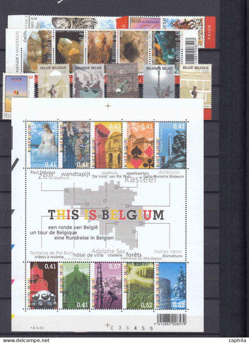 - BELGIQUE, 1991/2005, XX, quasi complet entre les n° 2427 et 3340 + BF + CP, en album - Cote : 2770 €