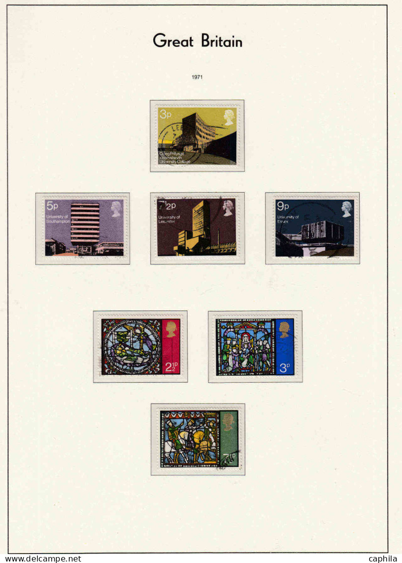 - GRANDE BRETAGNE, 1952/1979, oblitérés, n° 262/921 + BF 1/2, en album Leuchtturm - Cote : 1600 €
