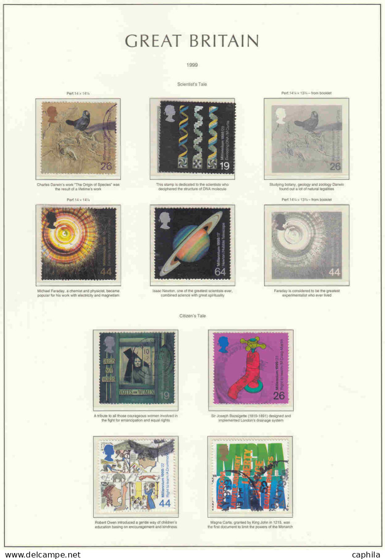 - GRANDE BRETAGNE, 1980/1999, oblitérés, entre les n° 926 et 2144 + BF, en album Leuchtturm - Cote : 1400 €