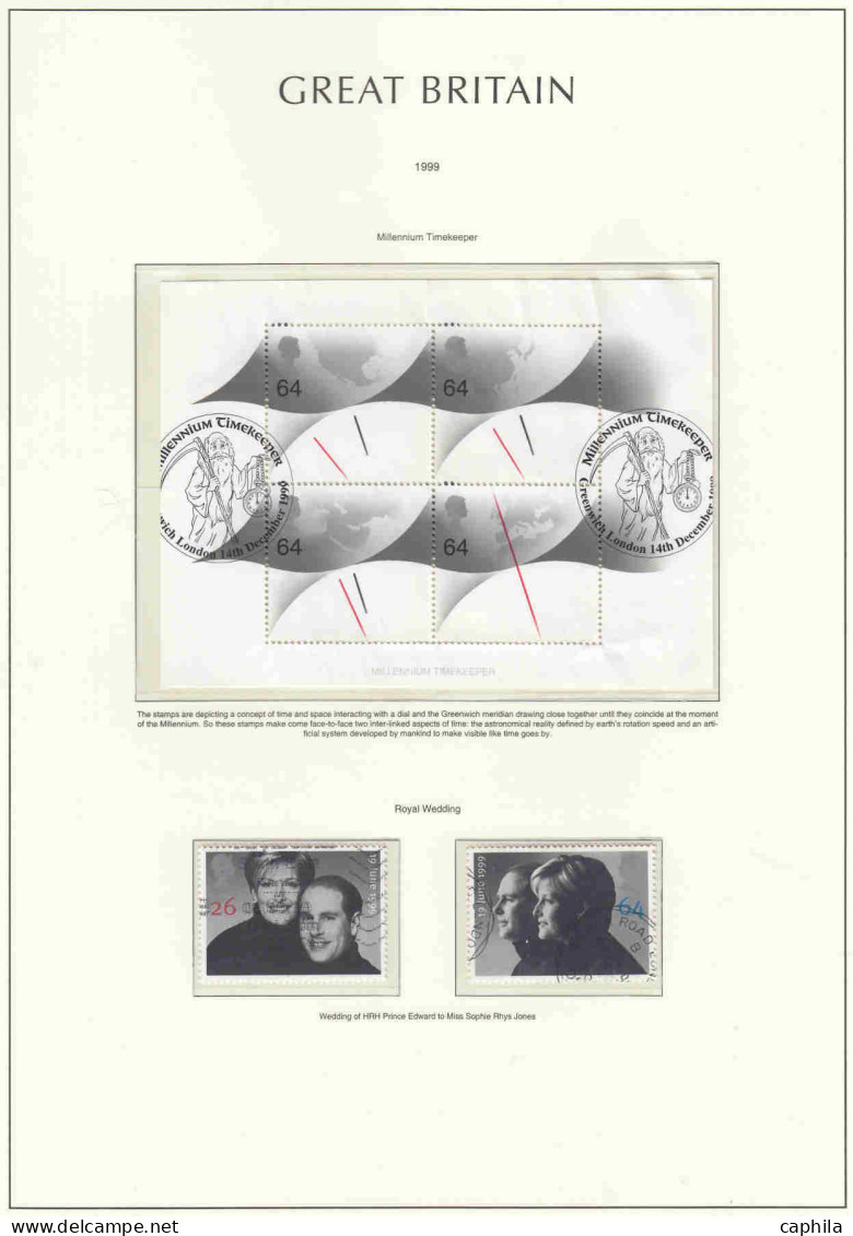- GRANDE BRETAGNE, 1980/1999, oblitérés, entre les n° 926 et 2144 + BF, en album Leuchtturm - Cote : 1400 €