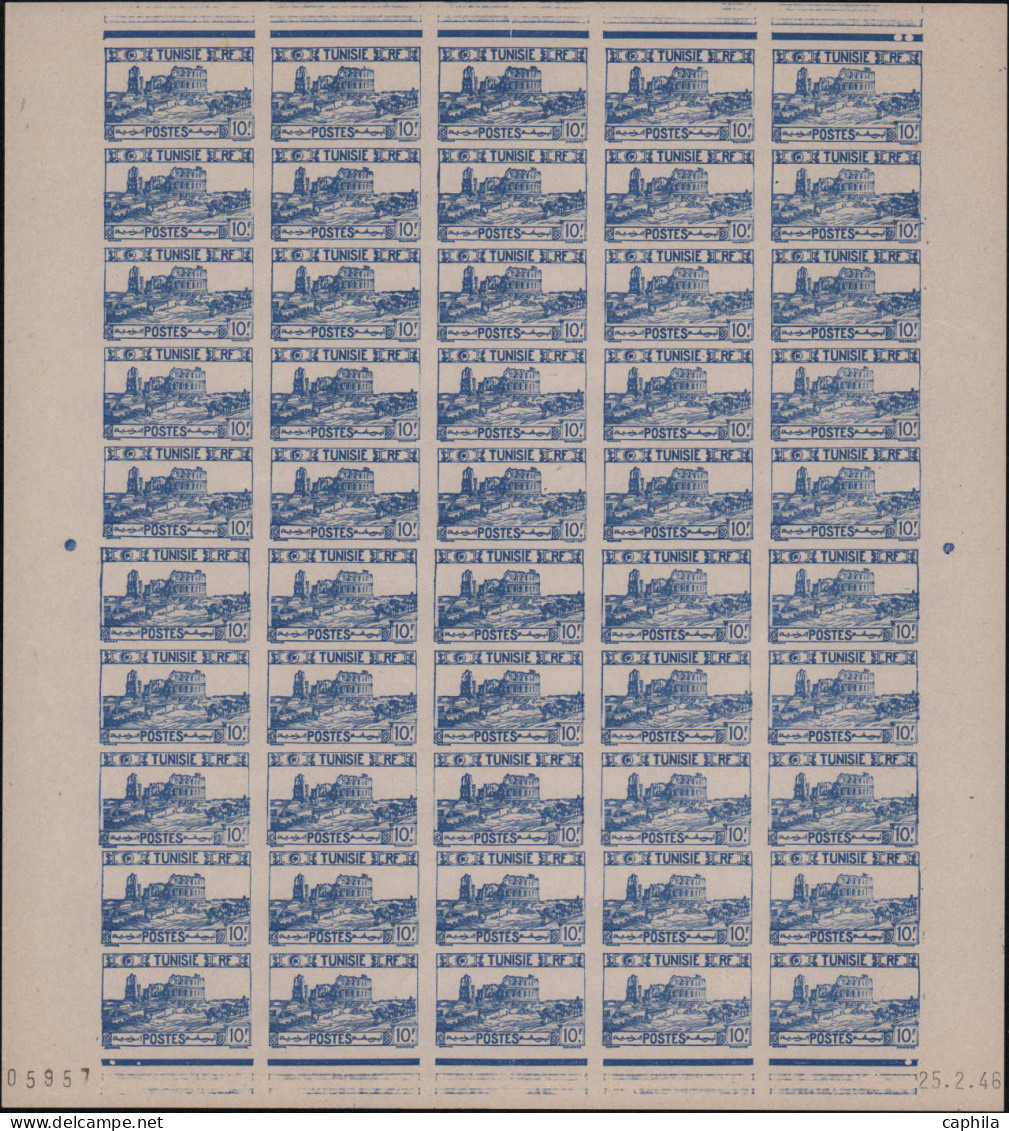 - TUNISIE, 1946, XX feuilles complètes ND (n° 277-283-285-284-287/90-294/4-296), en pochette - Cote : 3675 €