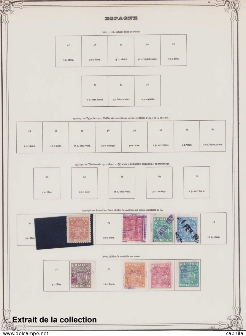 - ESPAGNE, 1850/1991, XX, X, O, Collection avancée à partir de 1945 (dont 806A/7A - PA 236/7 - 246), en 5 albums Safe