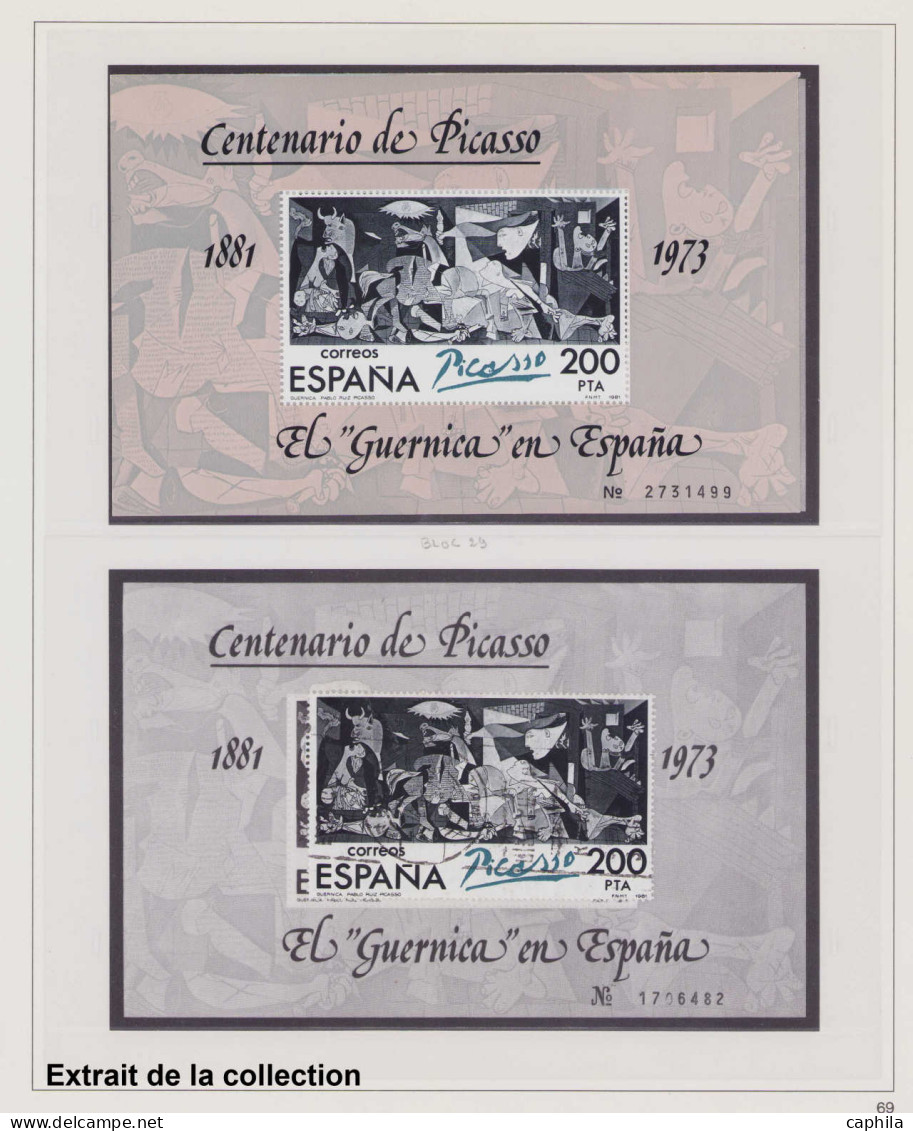 - ESPAGNE, 1850/1991, XX, X, O, Collection avancée à partir de 1945 (dont 806A/7A - PA 236/7 - 246), en 5 albums Safe