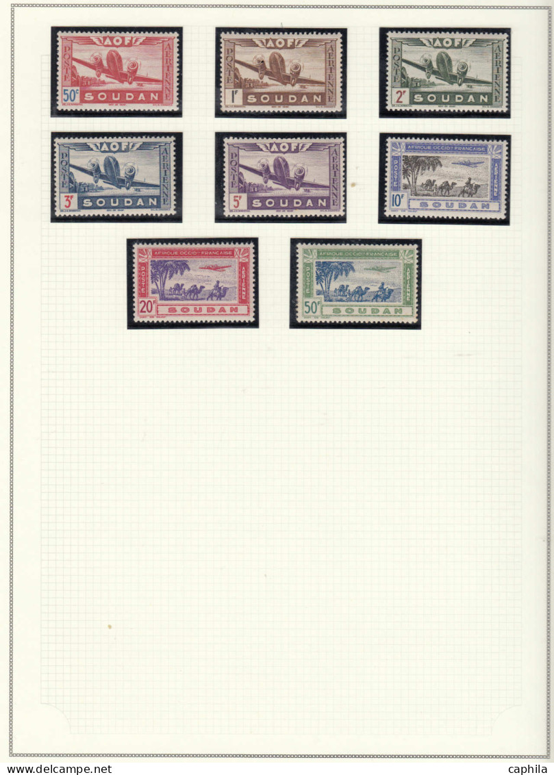 - SOUDAN FRANCAIS, 1894/1944, X, O, n° 3/134 + Pa 1/17 +BF + T 1/20, en pochette - Cote : 850 €