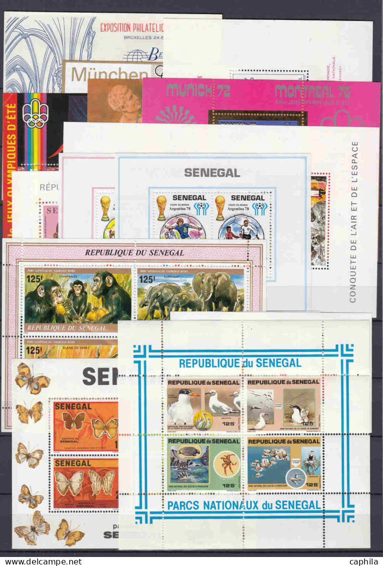 - SENEGAL, 1960/1990, XX, n°198/884 + PA 31/165 + BF 2/35 + S 1/21 + T 32/44 (sauf 436A + PA 158A/D), en pochette - Cote