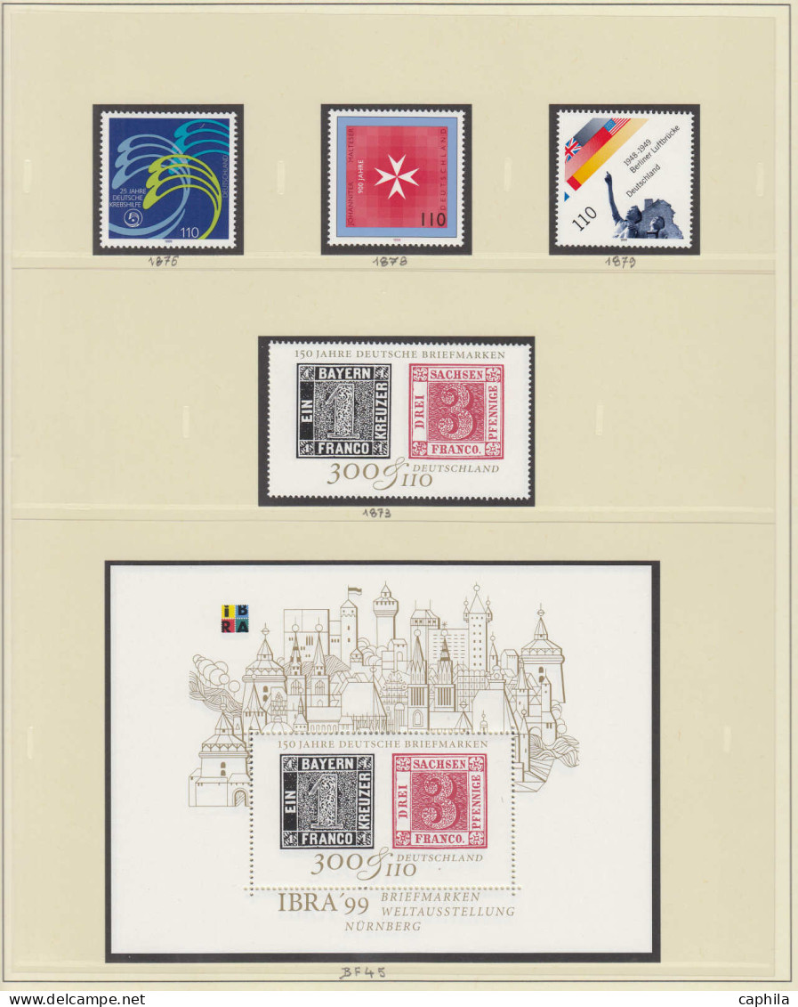 - ALLEMAGNE FEDERALE, 1997/2004, XX, n° 1727/2270 + BF, en 2 albums Safe - Cote : 1960 €