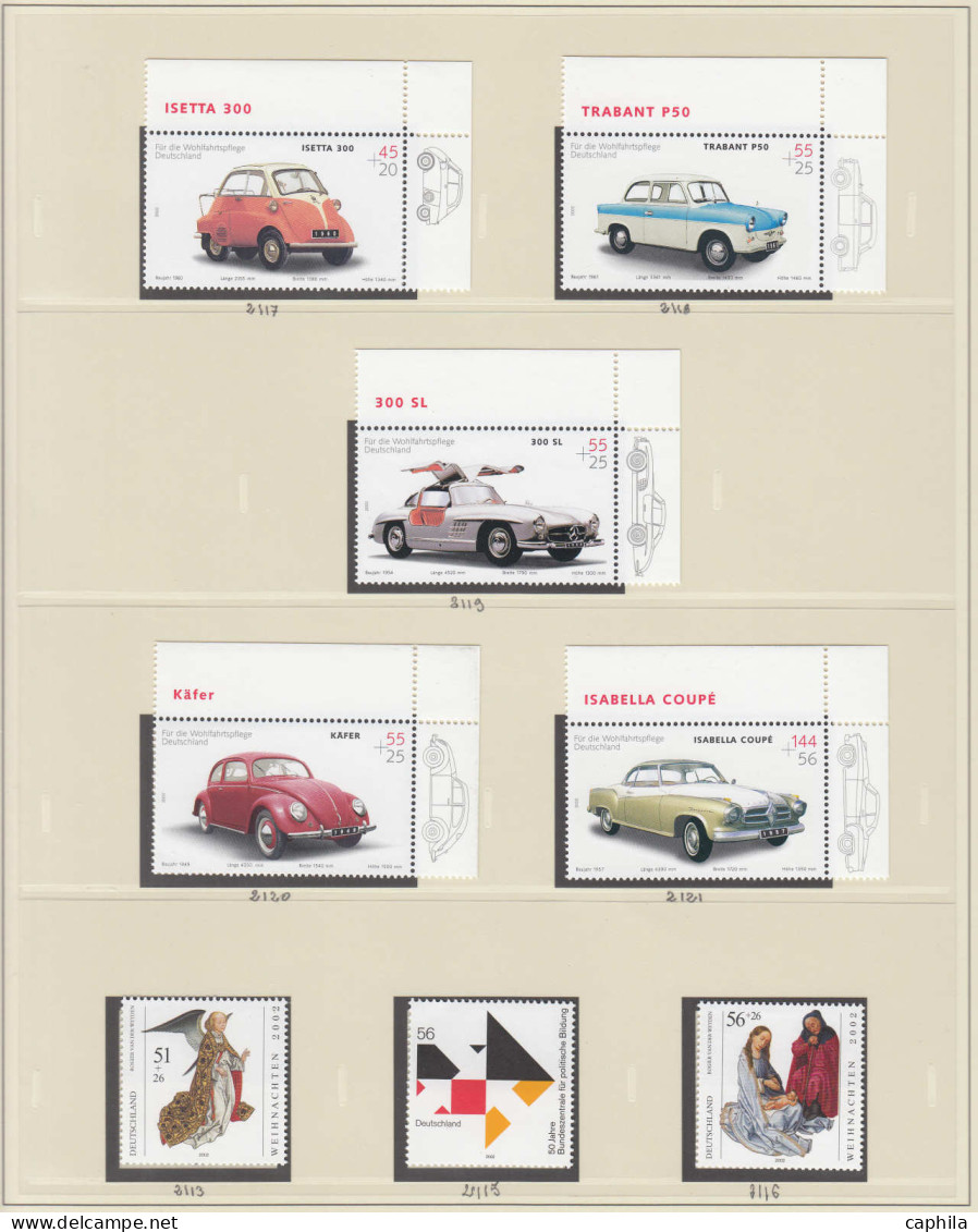 - ALLEMAGNE FEDERALE, 1997/2004, XX, n° 1727/2270 + BF, en 2 albums Safe - Cote : 1960 €