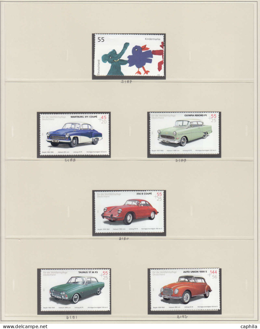 - ALLEMAGNE FEDERALE, 1997/2004, XX, n° 1727/2270 + BF, en 2 albums Safe - Cote : 1960 €