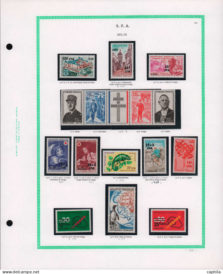 - REUNION CFA, 1949/1974, XX, complet (sauf Pa 49/50), sur feuilles Yvert, en pochette - Cote : 1600 €