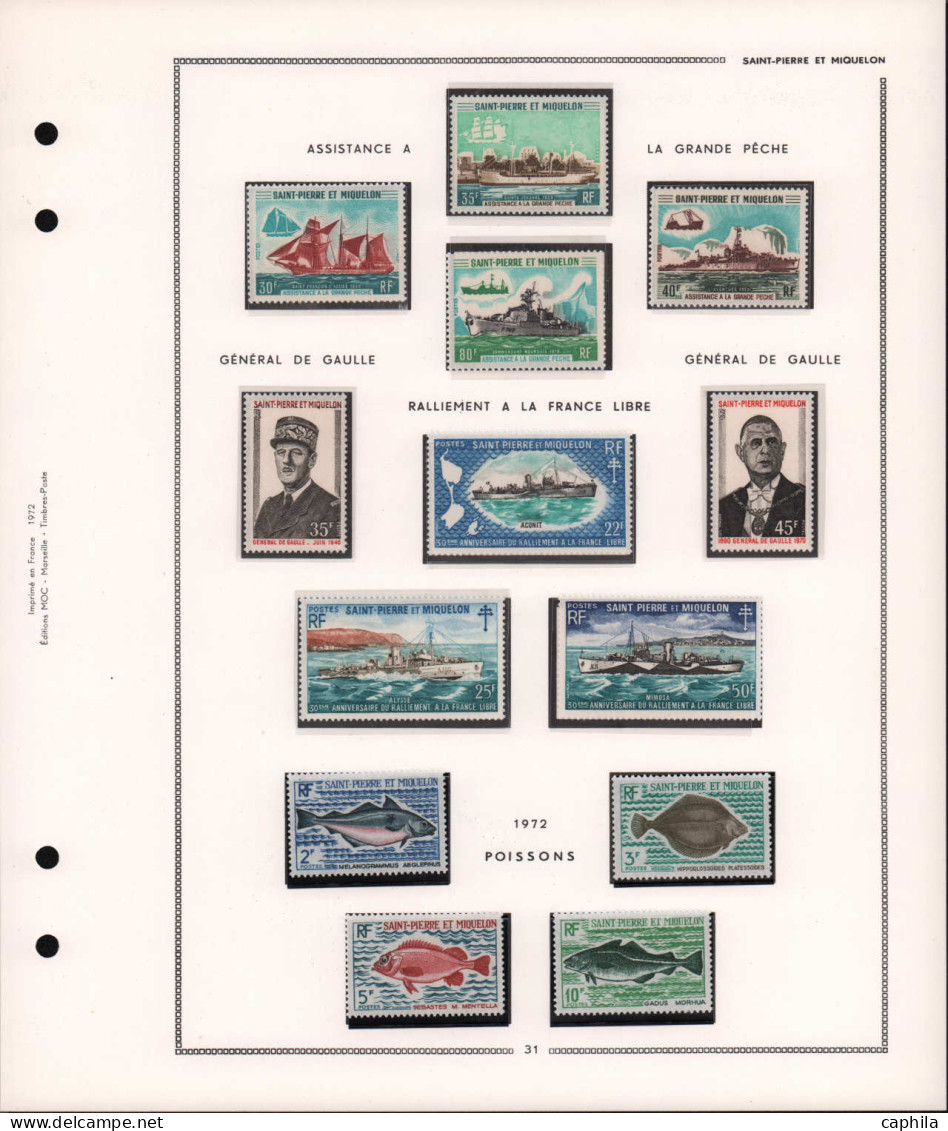 - ST. PIERRE & MIQUELON, 1964/1994, XX, N° 372/608 Complet, Sur Feuilles Moc, En Pochette - Cote : 1570 € - Collections, Lots & Series