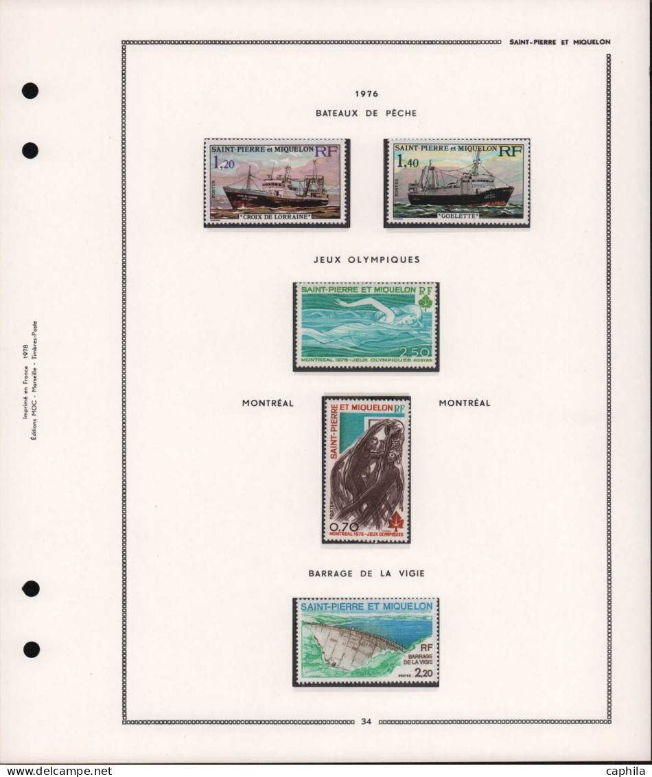 - ST. PIERRE & MIQUELON, 1964/1994, XX, n° 372/608 complet, sur feuilles Moc, en pochette - Cote : 1570 €