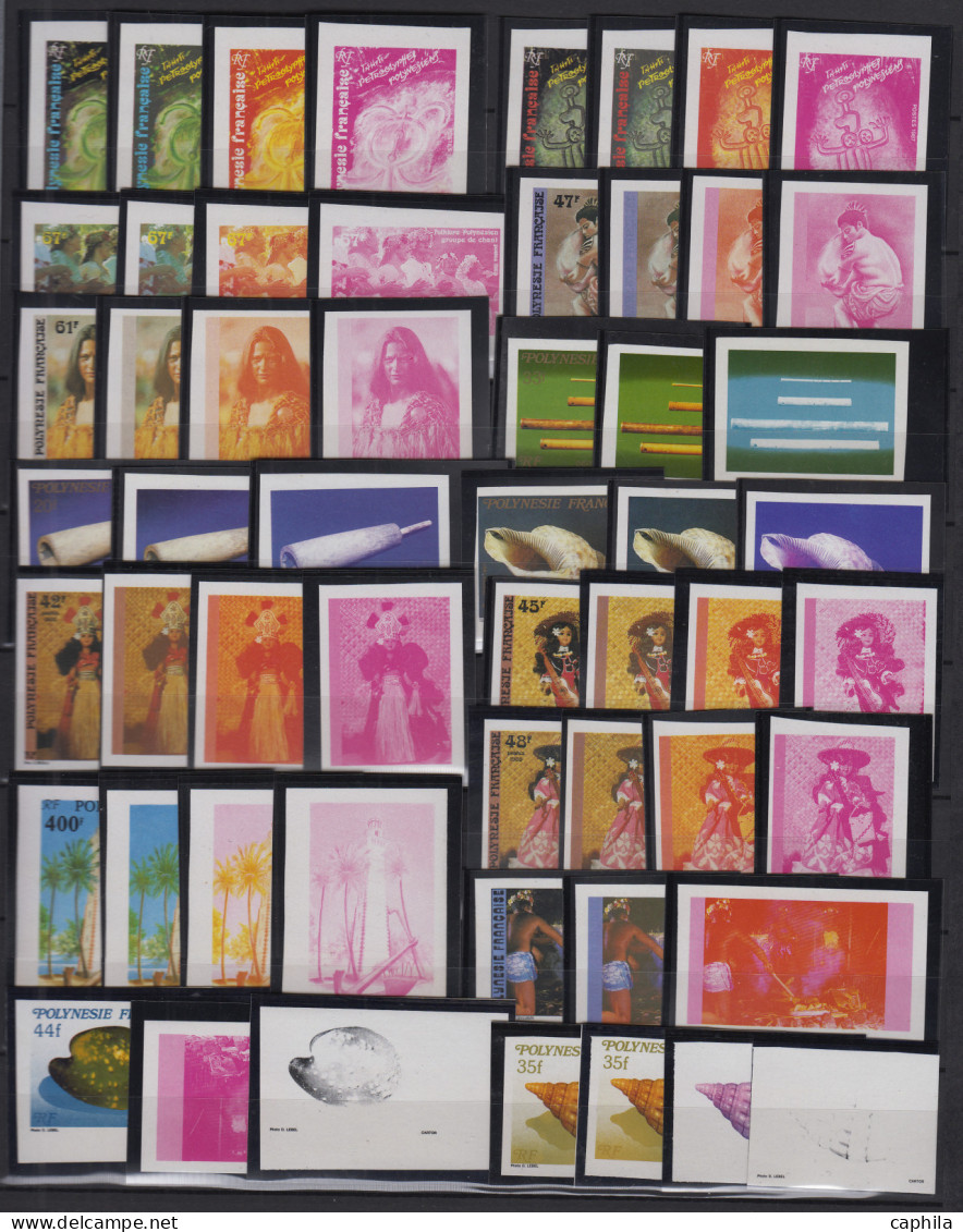 - POLYNESIE, 1984/1989, XX, Collection Spécialisée De + De 200 ND, Essais, Variétés, En Album - Collections, Lots & Series