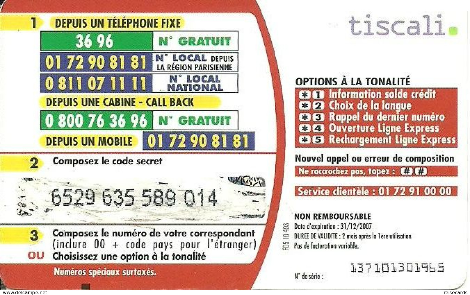 France: Prepaid Tiscali - Leader Com No 1 - Other & Unclassified