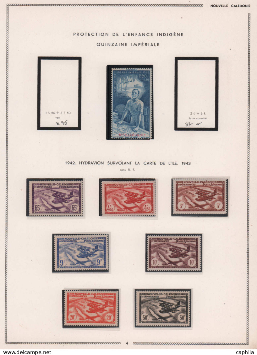 - NOUVELLE-CALEDONIE PA + BF ..., 1932/1974, XX, X, Sur Feuilles Moc, En Pochette - Cote : 1720 € - Collections, Lots & Séries